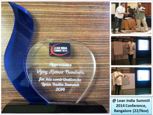 Presented a Case Study on “Lean and Kanban Implementation” at Lean India 2014 Summit @ Bangalore